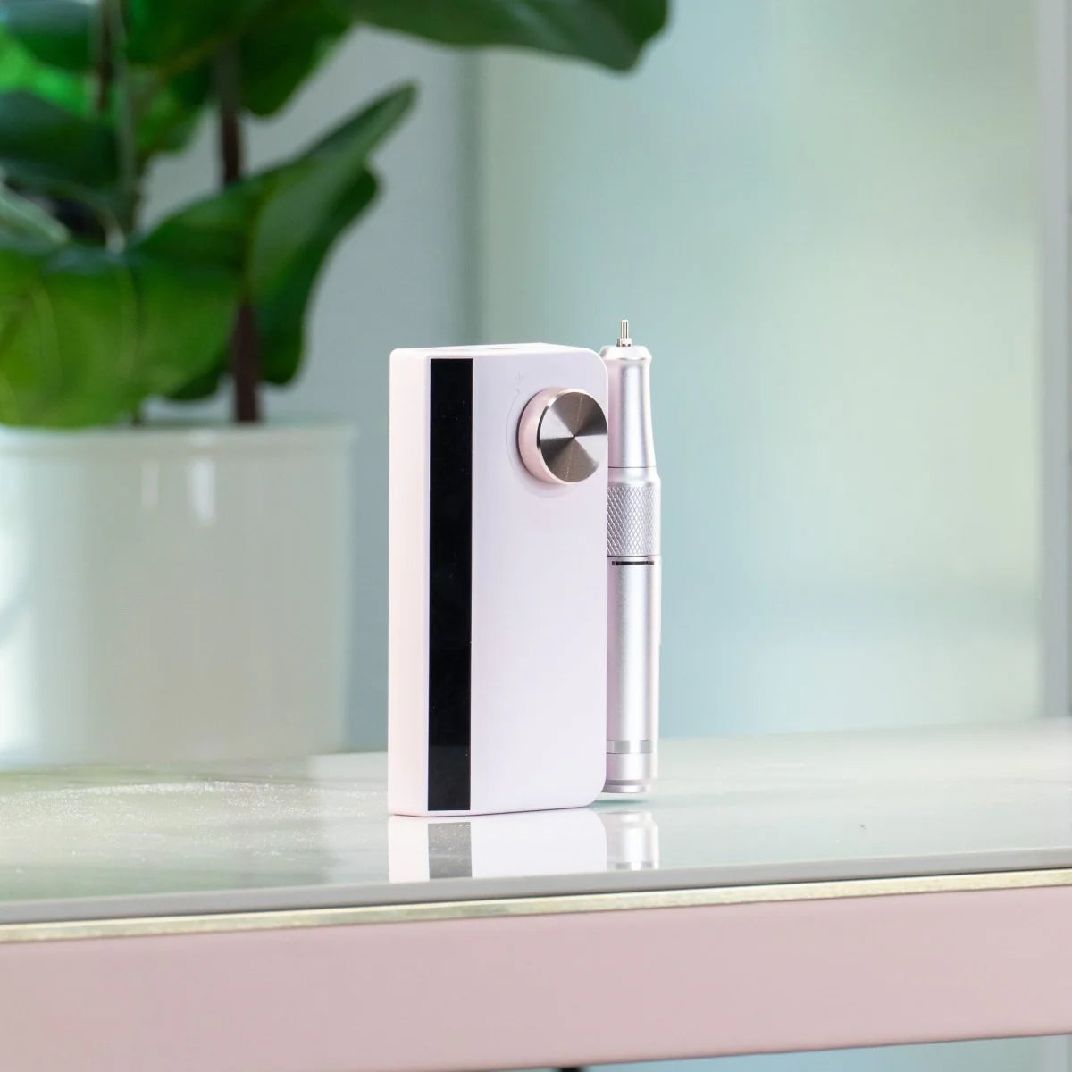 Elegant Portable Nail Drill with Champagne Rose Gold Bezel
