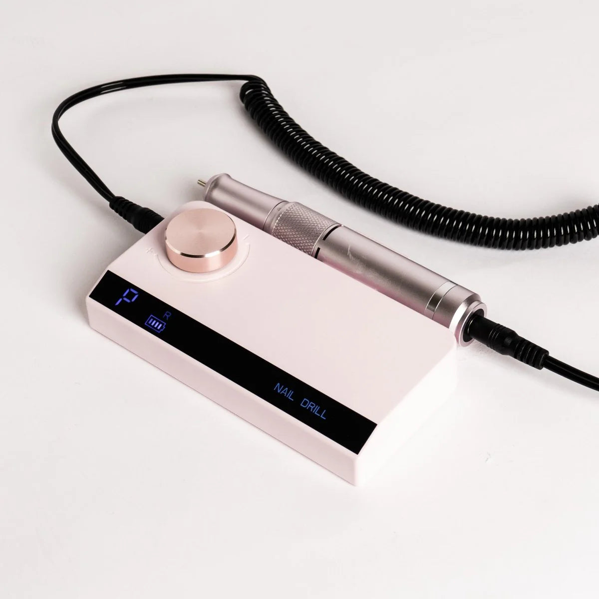 Elegant Portable Nail Drill with Champagne Rose Gold Bezel