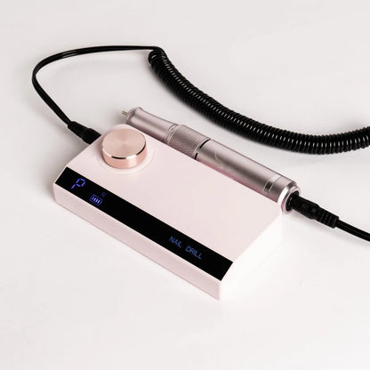 Elegant Portable Nail Drill with Champagne Rose Gold Bezel