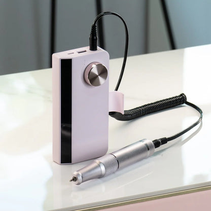 Elegant Portable Nail Drill with Champagne Rose Gold Bezel