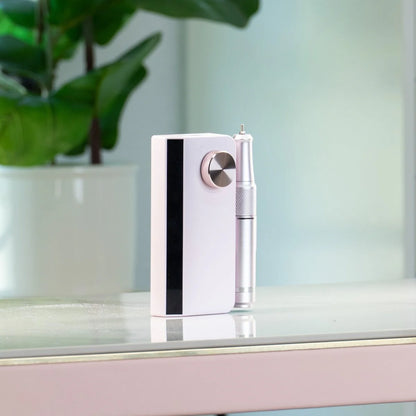 Elegant Portable Nail Drill with Champagne Rose Gold Bezel