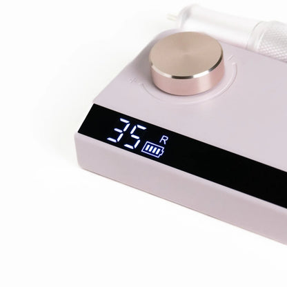 Elegant Portable Nail Drill with Champagne Rose Gold Bezel